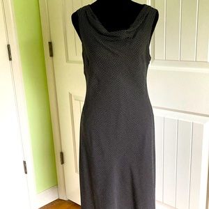Charter Club Sleeveless Little Black Silk Dress White Pin Dot Women’s 6 Regular
